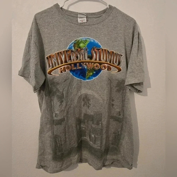 Vintage y2k 90s Universal Studios Hollywood T Shirt Mens Adult Large L Gray - Picture 1 of 7
